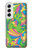 W3273 Flower Line Art Pattern Hard Case and Leather Flip Case For Samsung Galaxy S22