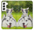 W3795 Grumpy Kitten Cat Playful Siberian Husky Dog Paint Hard Case and Leather Flip Case For Samsung Galaxy S22