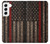 W3804 Fire Fighter Metal Red Line Flag Graphic Hard Case and Leather Flip Case For Samsung Galaxy S22