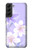 W2361 Purple White Flowers Hard Case and Leather Flip Case For Samsung Galaxy S22 Plus