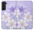 W2361 Purple White Flowers Hard Case and Leather Flip Case For Samsung Galaxy S22 Plus