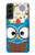 W2521 Cute Nerd Owl Cartoon Hard Case and Leather Flip Case For Samsung Galaxy S22 Plus