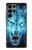 W0752 Blue Fire Grim Wolf Hard Case and Leather Flip Case For Samsung Galaxy S22 Ultra