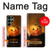 W1083 Pumpkin Spider Candles Halloween Hard Case and Leather Flip Case For Samsung Galaxy S22 Ultra