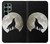 W1981 Wolf Howling at The Moon Hard Case and Leather Flip Case For Samsung Galaxy S22 Ultra