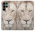 W2399 White Lion Face Hard Case and Leather Flip Case For Samsung Galaxy S22 Ultra