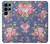 W3265 Vintage Flower Pattern Hard Case and Leather Flip Case For Samsung Galaxy S22 Ultra