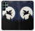 W3289 Flying Pig Full Moon Night Hard Case and Leather Flip Case For Samsung Galaxy S22 Ultra