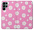 W3500 Pink Floral Pattern Hard Case and Leather Flip Case For Samsung Galaxy S22 Ultra