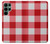 W3535 Red Gingham Hard Case and Leather Flip Case For Samsung Galaxy S22 Ultra