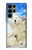 W3794 Arctic Polar Bear in Love with Seal Paint Hard Case and Leather Flip Case For Samsung Galaxy S22 Ultra