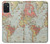 W3418 Vintage World Map Hard Case and Leather Flip Case For Samsung Galaxy M52 5G