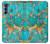 W2906 Aqua Turquoise Stone Hard Case and Leather Flip Case For Motorola Edge S30