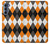 W3421 Black Orange White Argyle Plaid Hard Case and Leather Flip Case For Motorola Edge S30