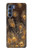 W3691 Gold Peacock Feather Hard Case and Leather Flip Case For Motorola Edge S30