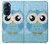 W3029 Cute Blue Owl Hard Case and Leather Flip Case For Motorola Edge X30