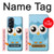 W3029 Cute Blue Owl Hard Case and Leather Flip Case For Motorola Edge X30