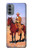 W0772 Cowboy Western Hard Case and Leather Flip Case For Motorola Moto G31