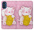 W3025 Pink Maneki Neko Lucky Cat Hard Case and Leather Flip Case For Motorola Moto G41