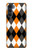 W3421 Black Orange White Argyle Plaid Hard Case and Leather Flip Case For Motorola Moto G200 5G