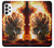 W0863 Hell Fire Skull Hard Case and Leather Flip Case For Samsung Galaxy A73 5G