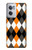 W3421 Black Orange White Argyle Plaid Hard Case and Leather Flip Case For OnePlus Nord CE 2 5G