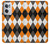 W3421 Black Orange White Argyle Plaid Hard Case and Leather Flip Case For OnePlus Nord CE 2 5G