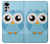 W3029 Cute Blue Owl Hard Case and Leather Flip Case For Motorola Moto G22