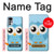 W3029 Cute Blue Owl Hard Case and Leather Flip Case For Motorola Moto G22