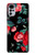 W3112 Rose Floral Pattern Black Hard Case and Leather Flip Case For Motorola Moto G22