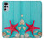 W3428 Aqua Wood Starfish Shell Hard Case and Leather Flip Case For Motorola Moto G22