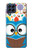 W2521 Cute Nerd Owl Cartoon Hard Case and Leather Flip Case For Samsung Galaxy M53