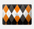 W3421 Black Orange White Argyle Plaid Hard Case Cover For MacBook Air 13″ (2022,2024) - A2681, A3113