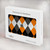 W3421 Black Orange White Argyle Plaid Hard Case Cover For MacBook Air 13″ (2022,2024) - A2681, A3113