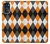 W3421 Black Orange White Argyle Plaid Hard Case and Leather Flip Case For Motorola Moto G (2022)