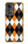 W3421 Black Orange White Argyle Plaid Hard Case and Leather Flip Case For OnePlus Nord 2T