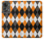 W3421 Black Orange White Argyle Plaid Hard Case and Leather Flip Case For OnePlus Nord 2T