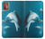 W3878 Dolphin Hard Case and Leather Flip Case For Motorola Moto G9 Plus