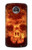 W3881 Fire Skull Hard Case and Leather Flip Case For Motorola Moto Z2 Play, Z2 Force