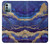 W3906 Navy Blue Purple Marble Hard Case and Leather Flip Case For Nokia G11, G21