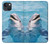 W1291 Dolphin Hard Case and Leather Flip Case For iPhone 14