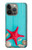 W3428 Aqua Wood Starfish Shell Hard Case and Leather Flip Case For iPhone 14 Pro