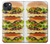 W0790 Hamburger Hard Case and Leather Flip Case For iPhone 14 Plus