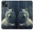 W1516 White Wolf Hard Case and Leather Flip Case For iPhone 14 Plus