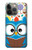 W2521 Cute Nerd Owl Cartoon Hard Case and Leather Flip Case For iPhone 14 Pro Max