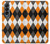 W3421 Black Orange White Argyle Plaid Hard Case For Samsung Galaxy Z Fold 4