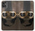 W2645 Vintage Brown Goggles Motorcycle Helmet Hard Case and Leather Flip Case For Motorola Moto G32