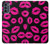 W2933 Pink Lips Kisses on Black Hard Case and Leather Flip Case For Motorola Moto G62 5G