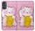 W3025 Pink Maneki Neko Lucky Cat Hard Case and Leather Flip Case For Motorola Moto G62 5G