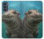 W3871 Cute Baby Hippo Hippopotamus Hard Case and Leather Flip Case For Motorola Moto G62 5G